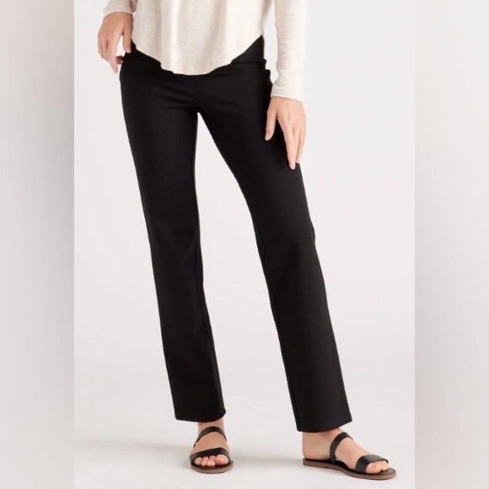 Quince Ultra-Stretch Ponte Straight Leg Pant in Black - Petite Small - NWT